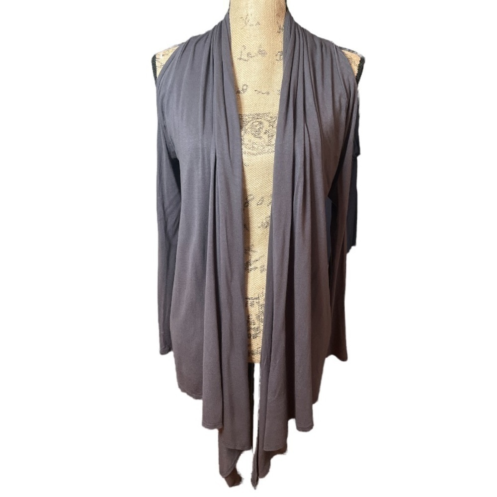 Chatoyant - Charcoal Grey Cold Shoulder Cardigan